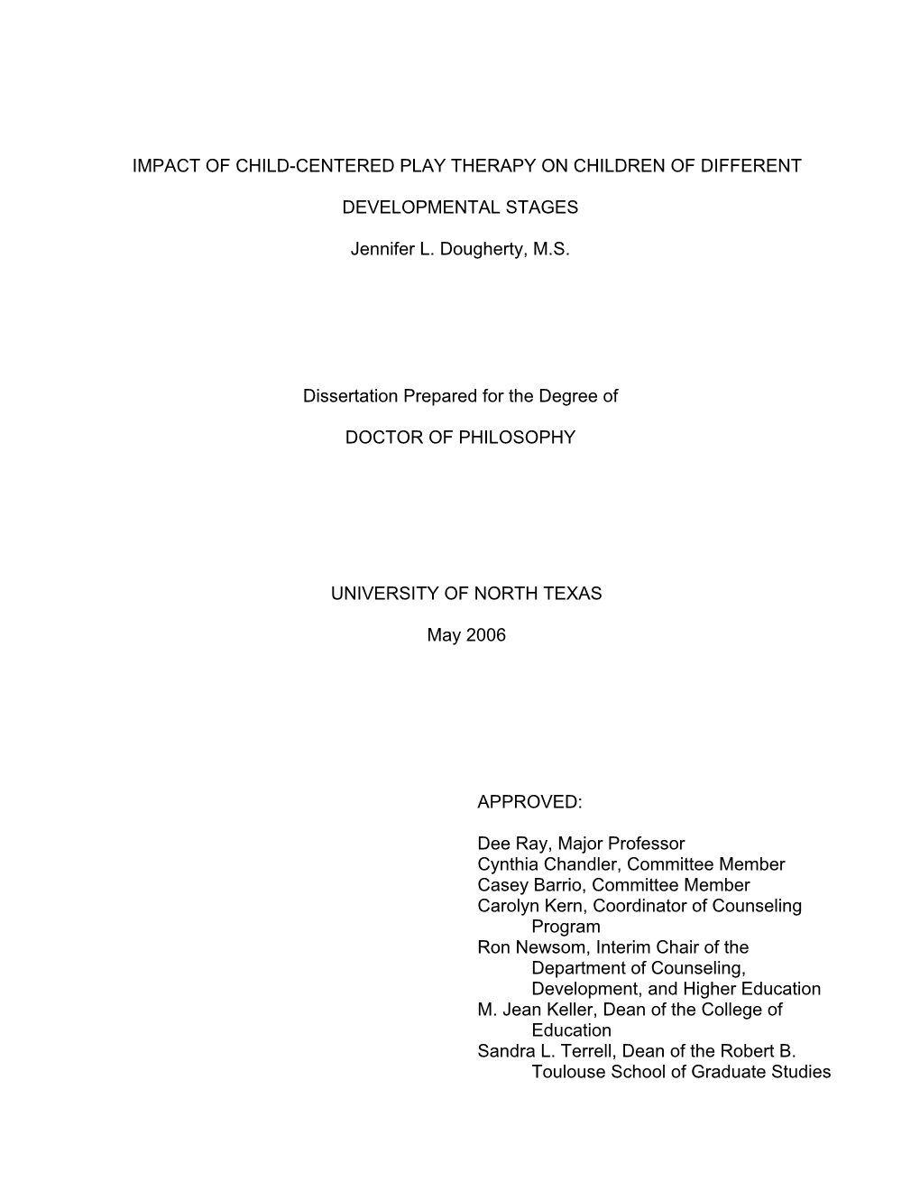 Impact of Child-Centered Play Therapy on Children Of