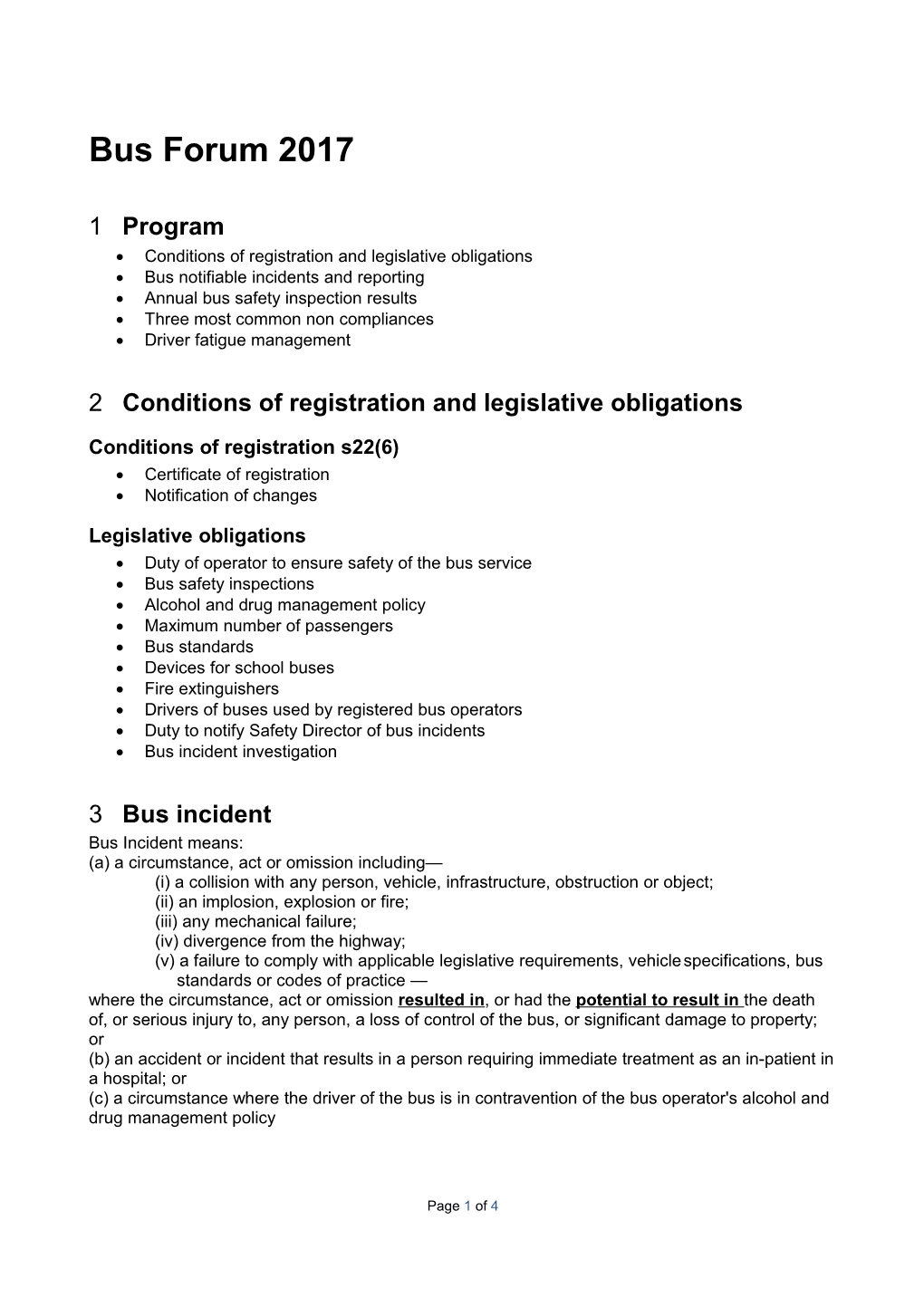 Conditions of Registration and Legislative Obligations