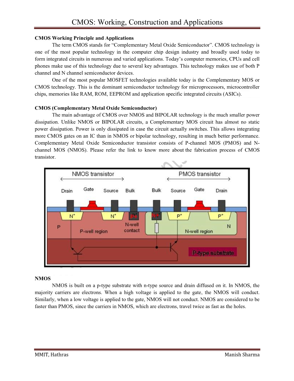 CMOS: Working, Construction and Applications