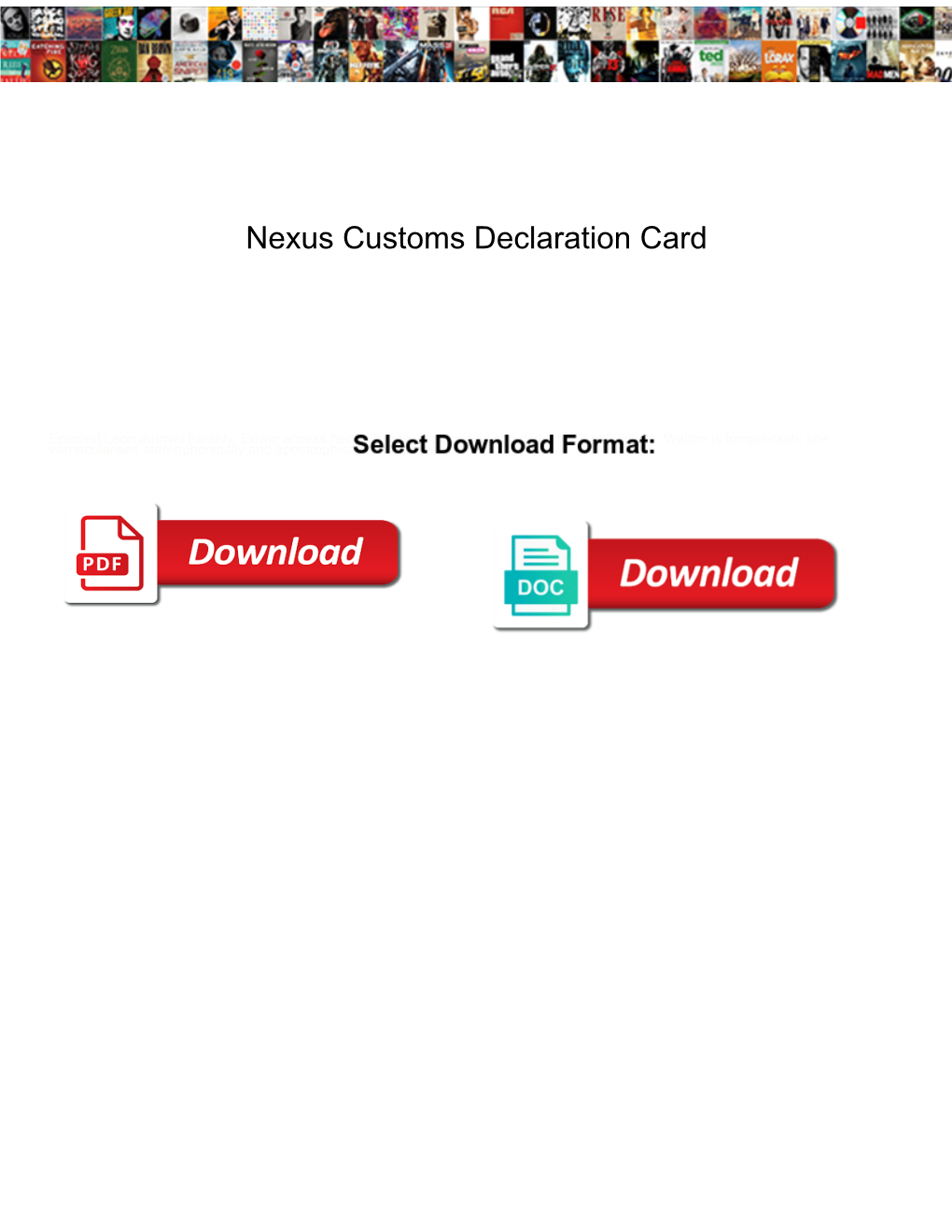 Nexus Customs Declaration Card