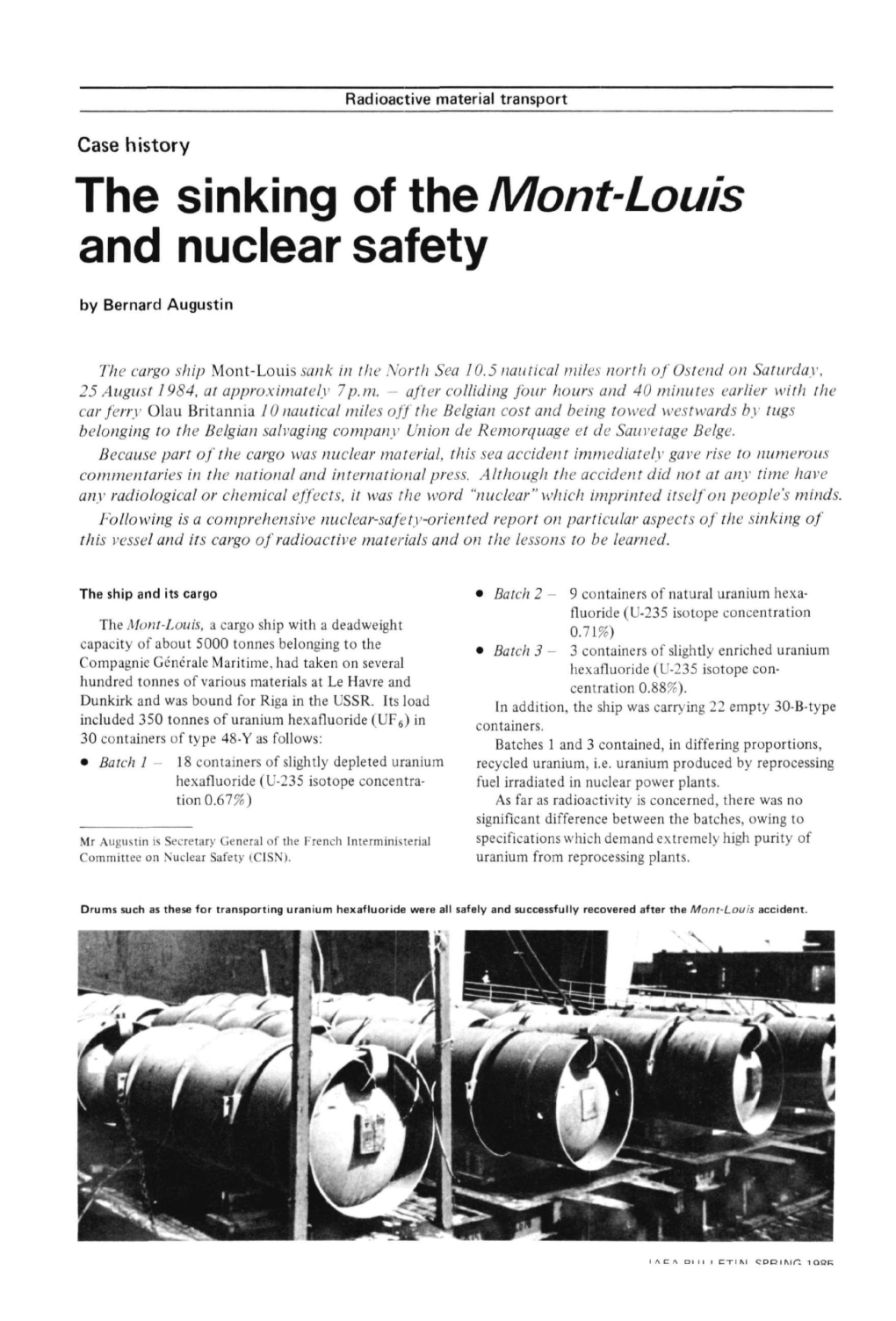 The Sinking of the Mont-Louis and Nuclear Safety