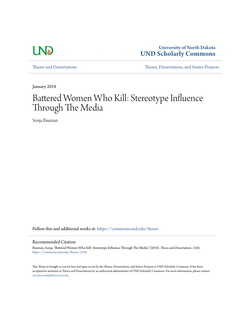 Battered Women Who Kill: Stereotype Influence Through the Media