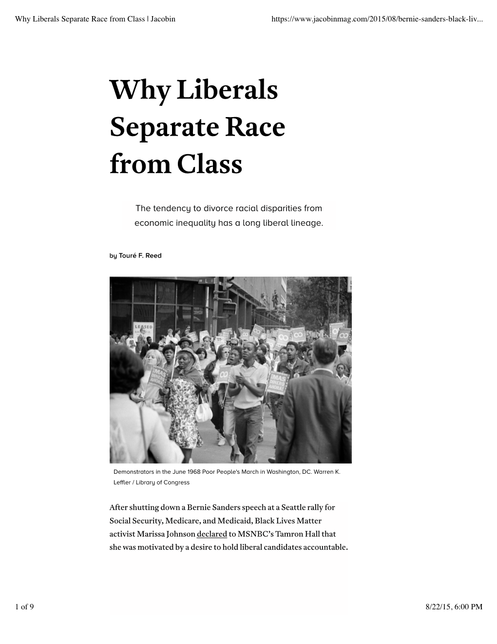 Why Liberals Separate Race from Class | Jacobin