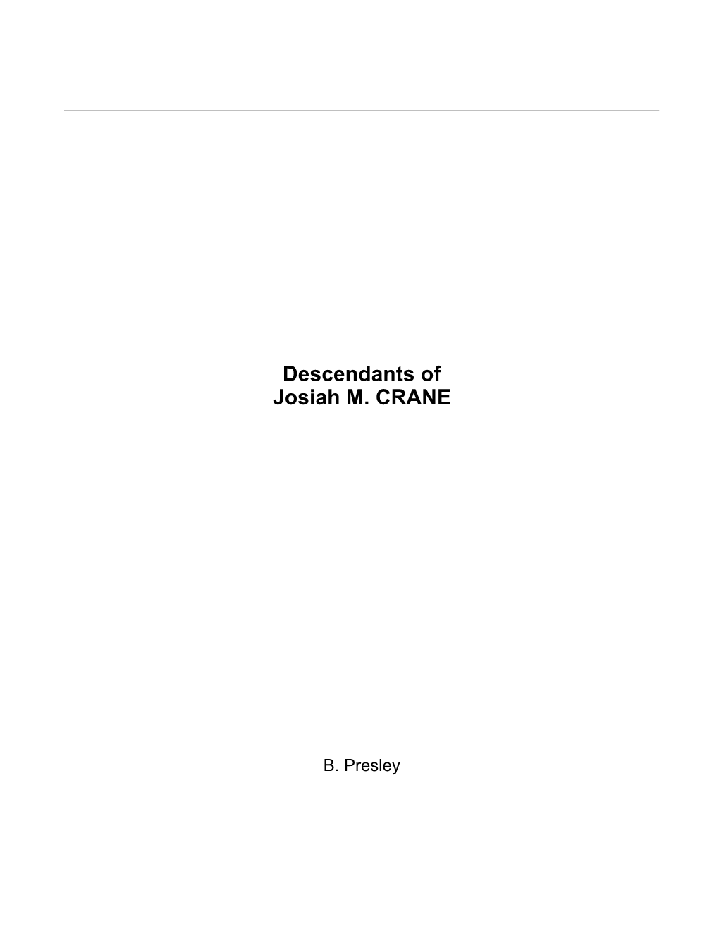 Descendants of Josiah M. CRANE