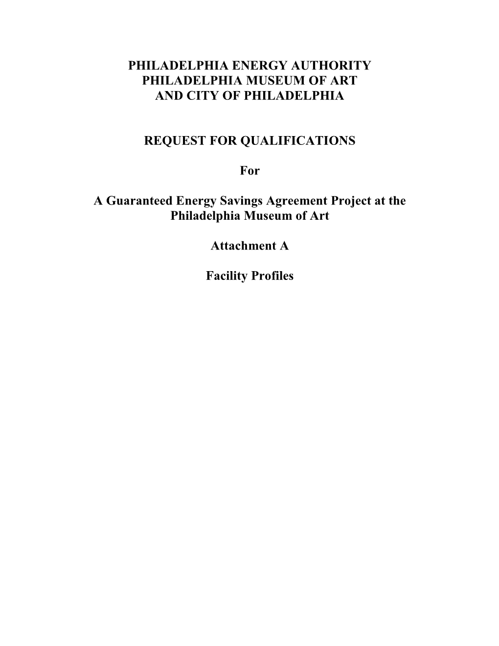 Philadelphia Energy Authority Philadelphia Museum of Art and City of Philadelphia