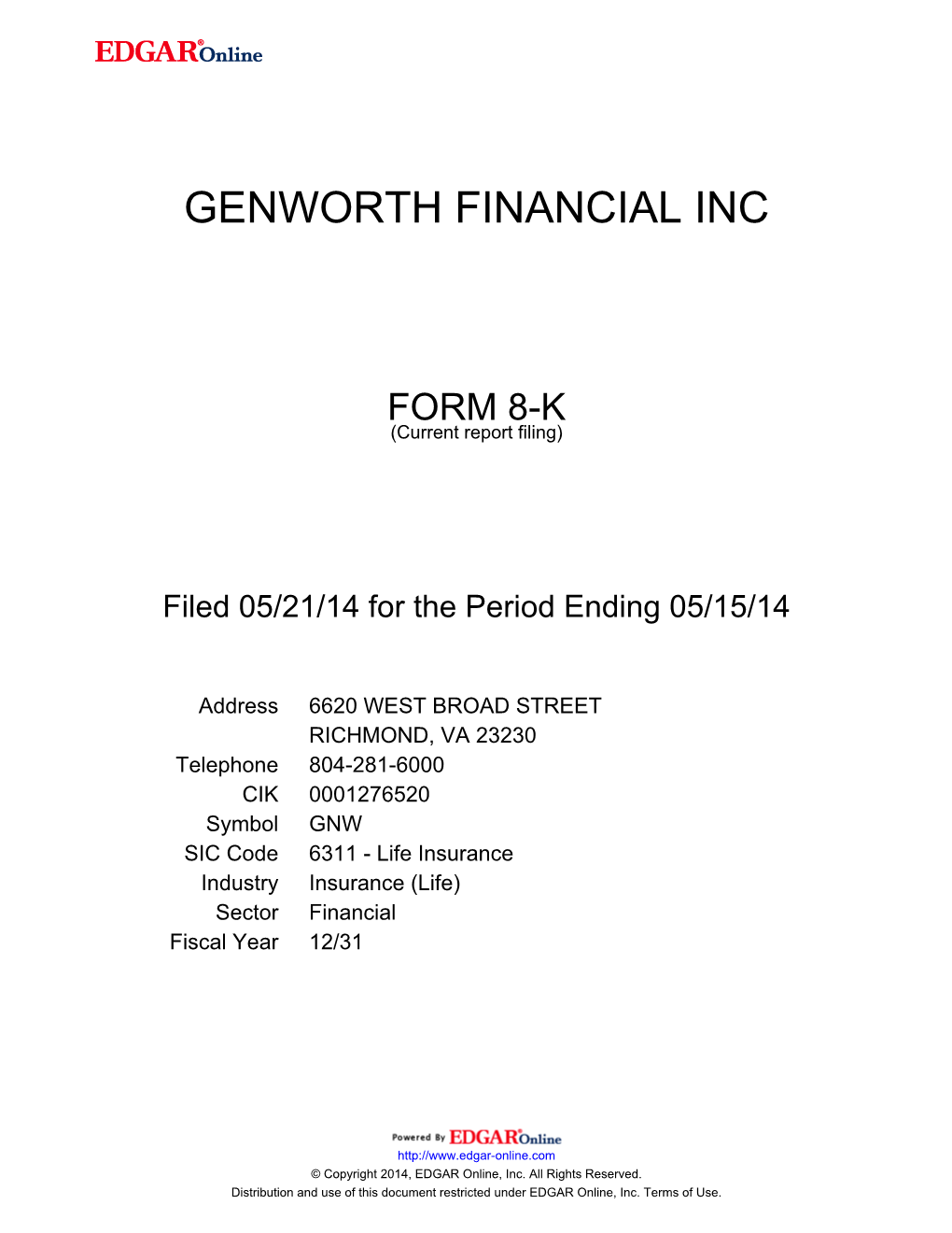 Genworth Financial Inc