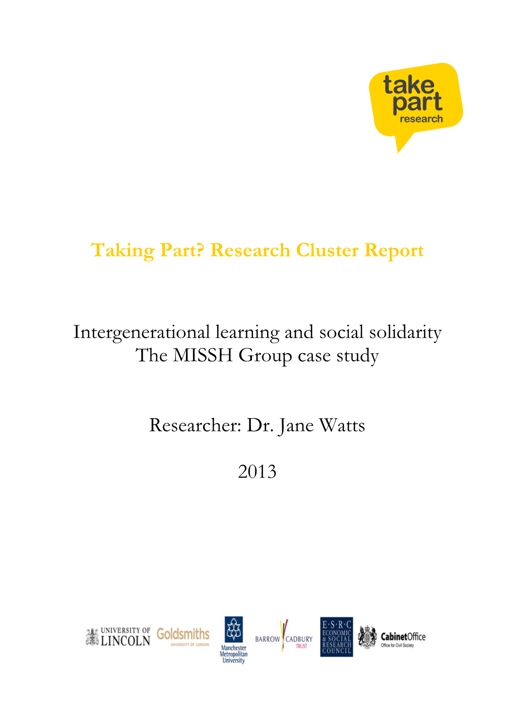 Intergenerational Learning and Social Solidarity the MISSH Group Case Study