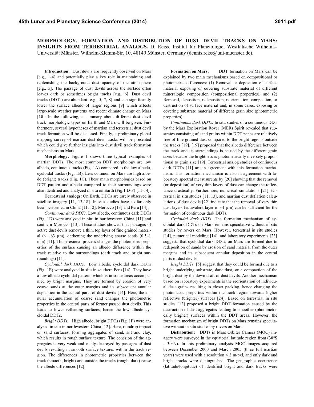 Morphology, Formation and Distribution of Dust Devil Tracks on Mars: Insights from Terrestrial Analogs