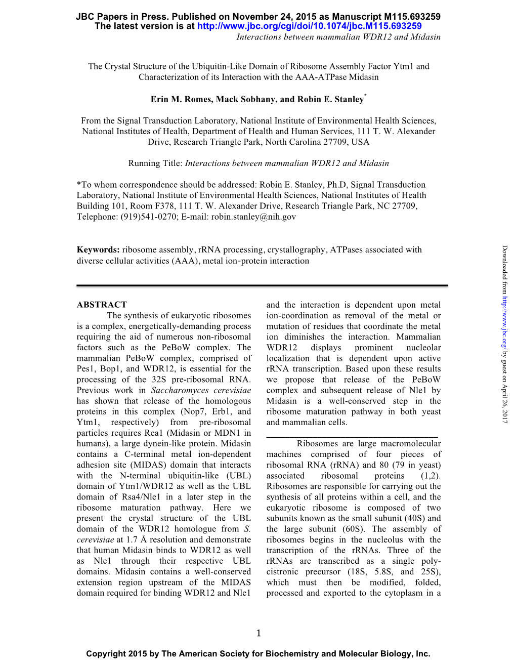 Interactions Between Mammalian WDR12 and Midasin the Crystal