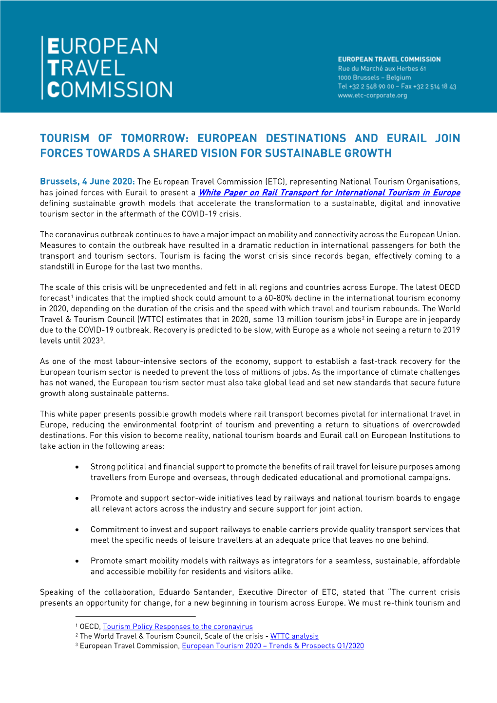 Tourism of Tomorrow: European Destinations and Eurail Join Forces Towards a Shared Vision for Sustainable Growth