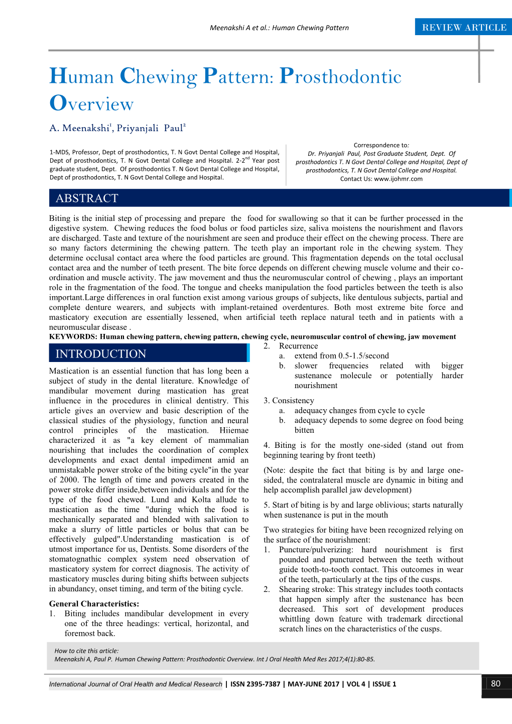 Human Chewing Pattern REVIEW ARTICLE