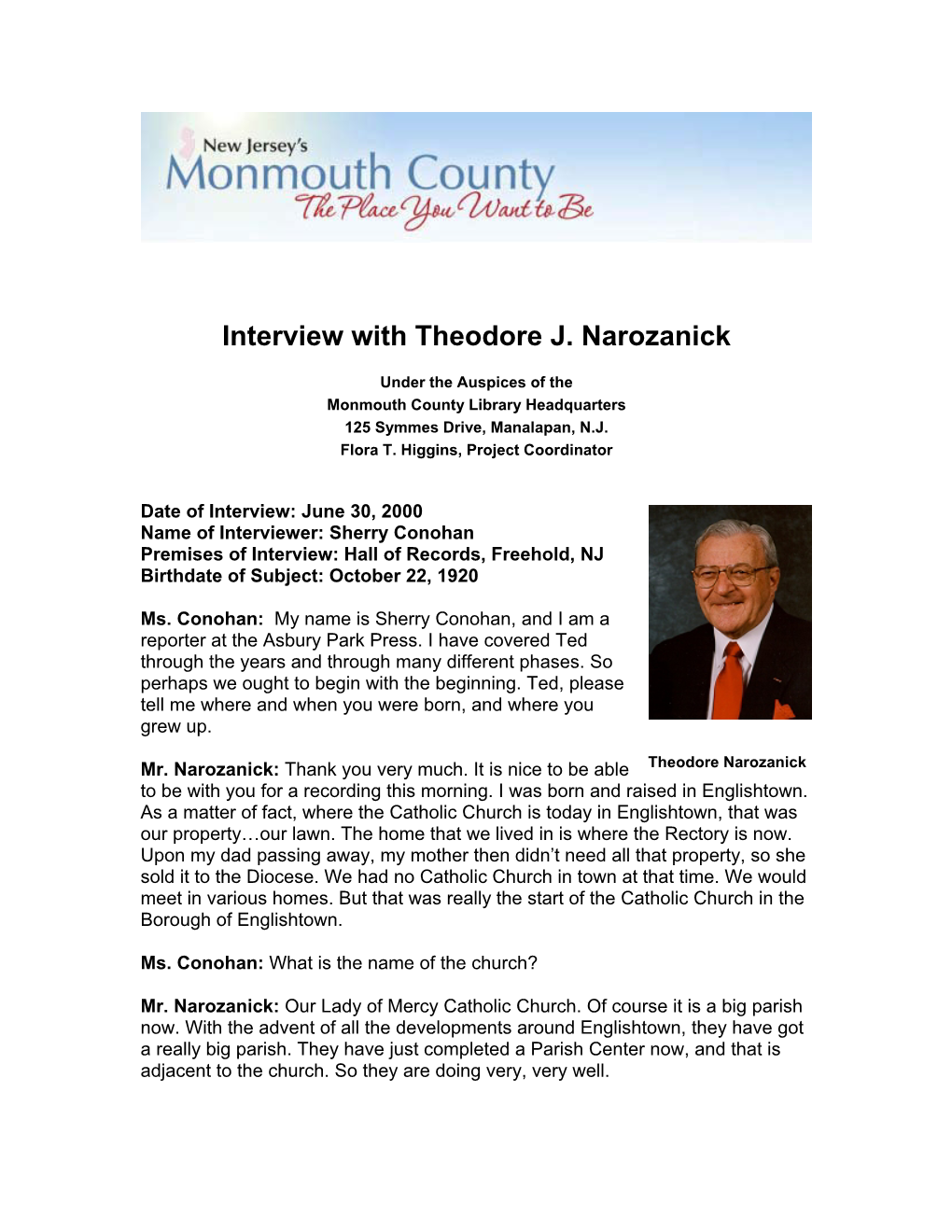 Interview with Theodore Narozanick