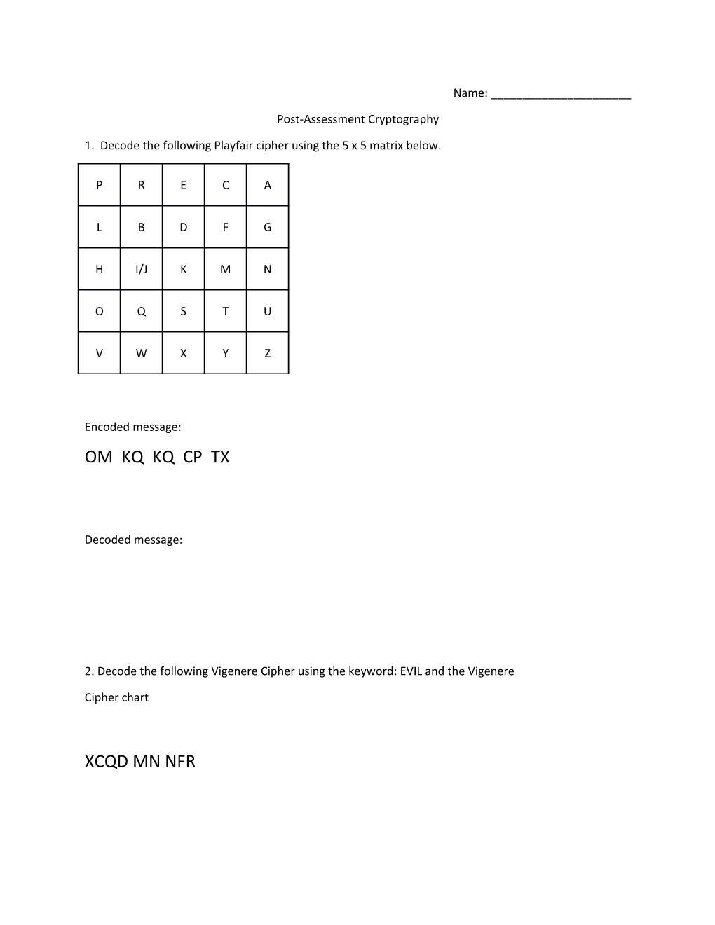 Post-Assessment Cryptography