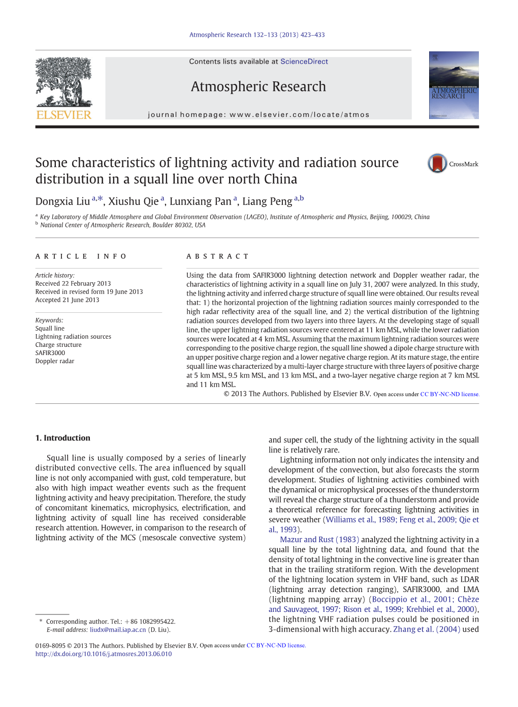 Some Characteristics of Lightning Activity and Radiation Source Distribution in a Squall Line Over North China