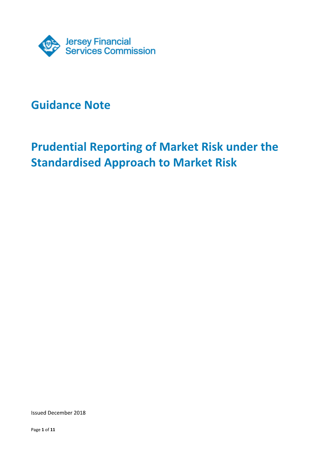Guidance Note Prudential Reporting of Market Risk Under The
