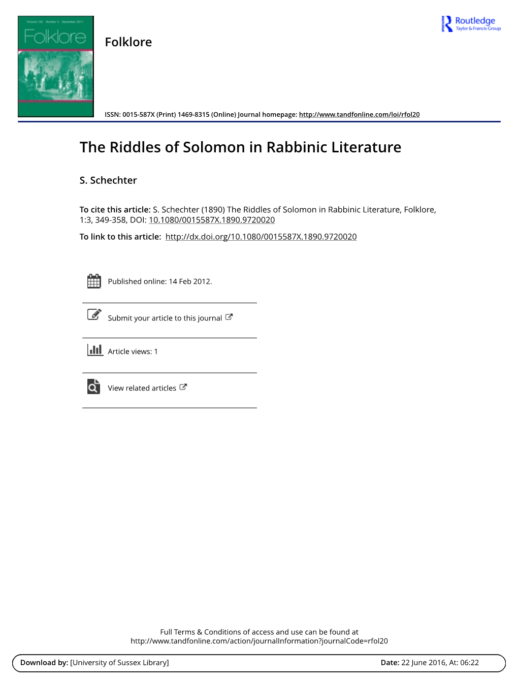 The Riddles of Solomon in Rabbinic Literature