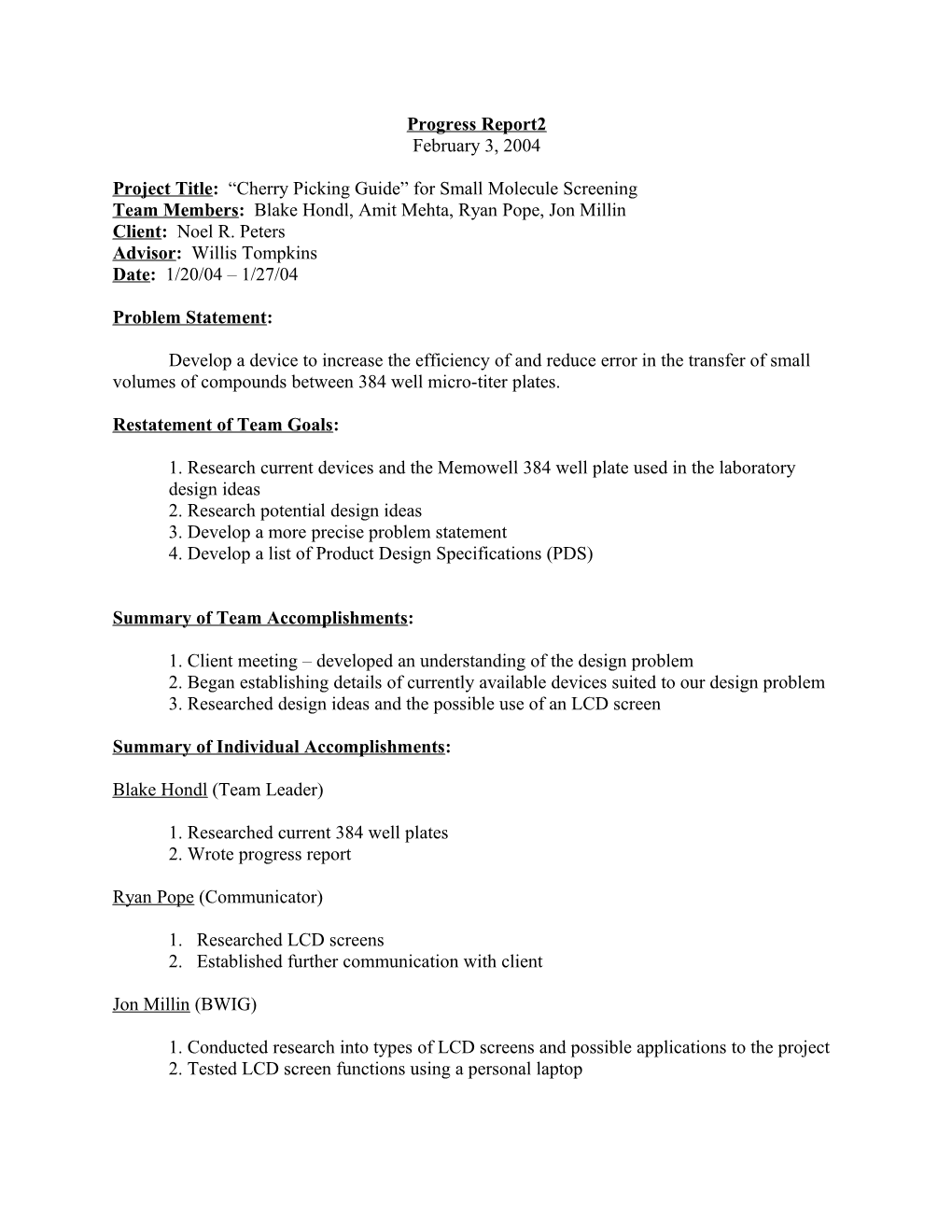 Project Title: Cherry Picking Guide for Small Molecule Screening