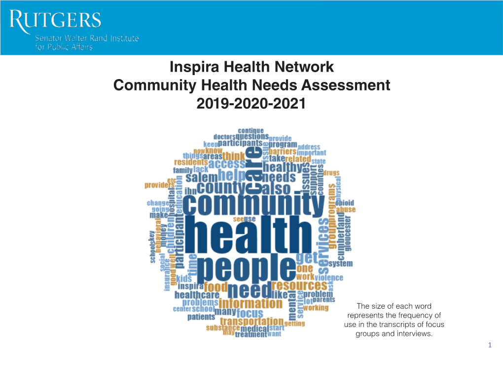 Inspira Health Network Community Health Needs Assessment 2019-2020-2021