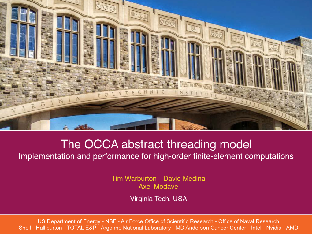 The OCCA Abstract Threading Model Implementation and Performance for High-Order ﬁnite-Element Computations