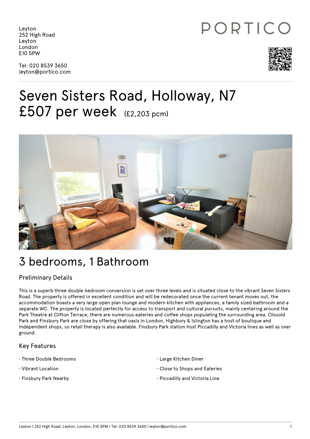 Seven Sisters Road, Holloway, N7 £450 Per Week