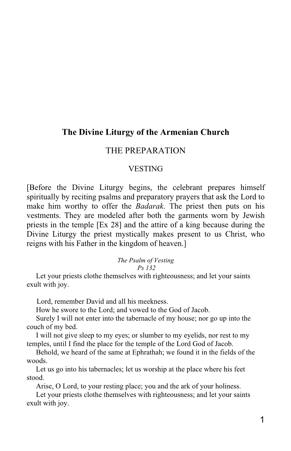 The Divine Liturgy of the Armenian Church