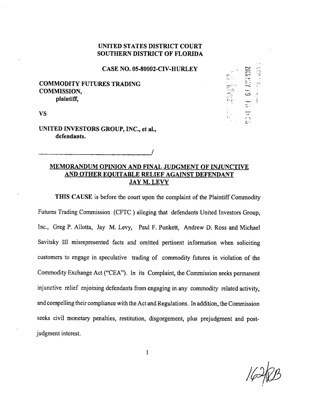 CFTC V. United Investors Group, Inc., Et