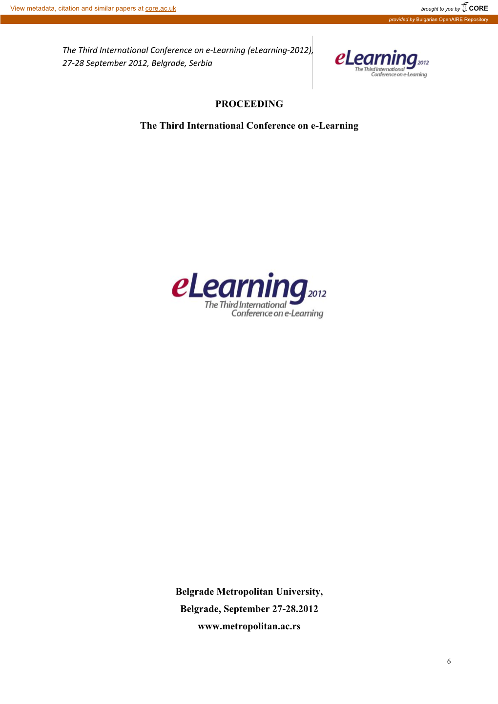 PROCEEDING the Third International Conference on E-Learning