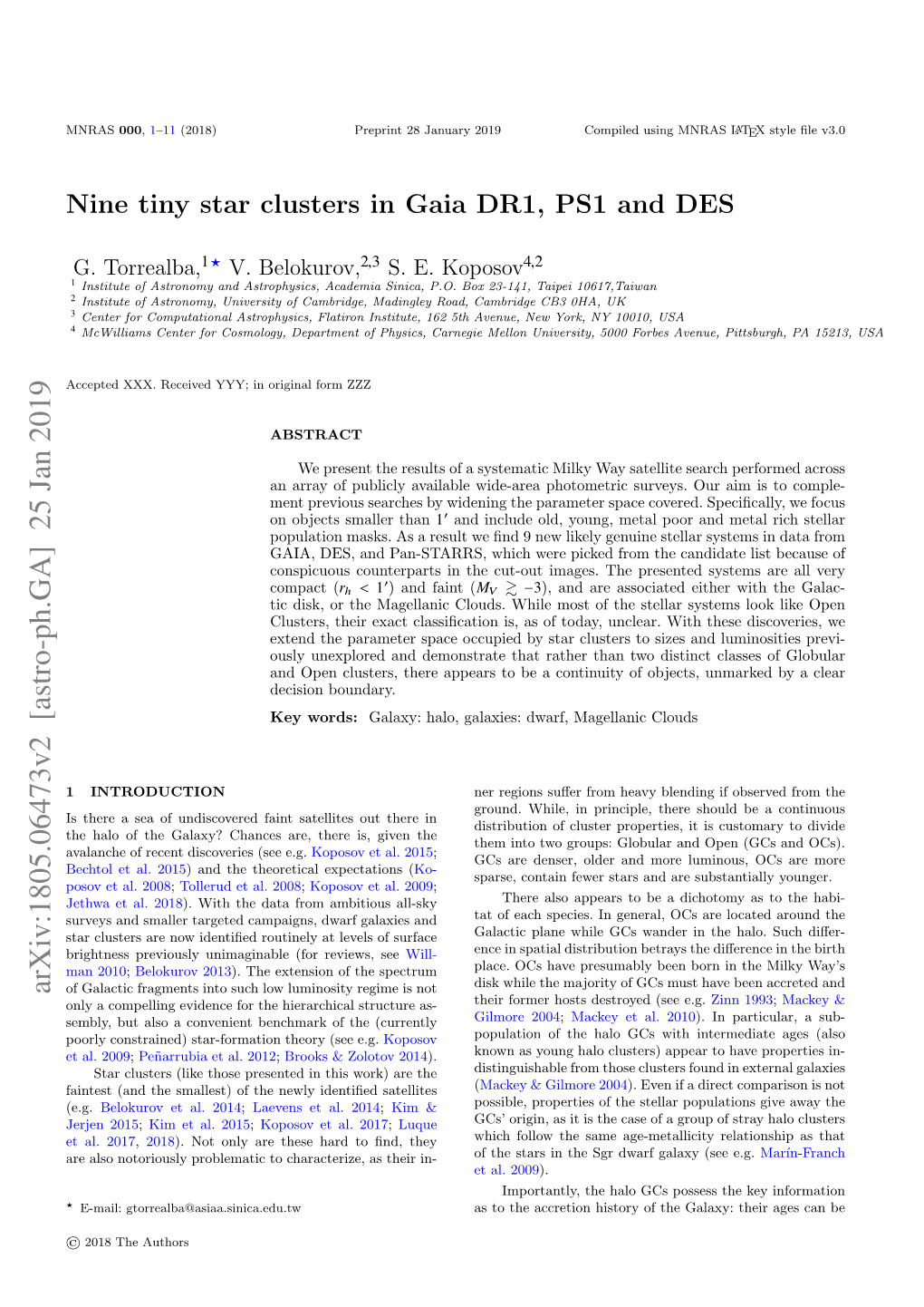 Arxiv:1805.06473V2 [Astro-Ph.GA] 25 Jan 2019