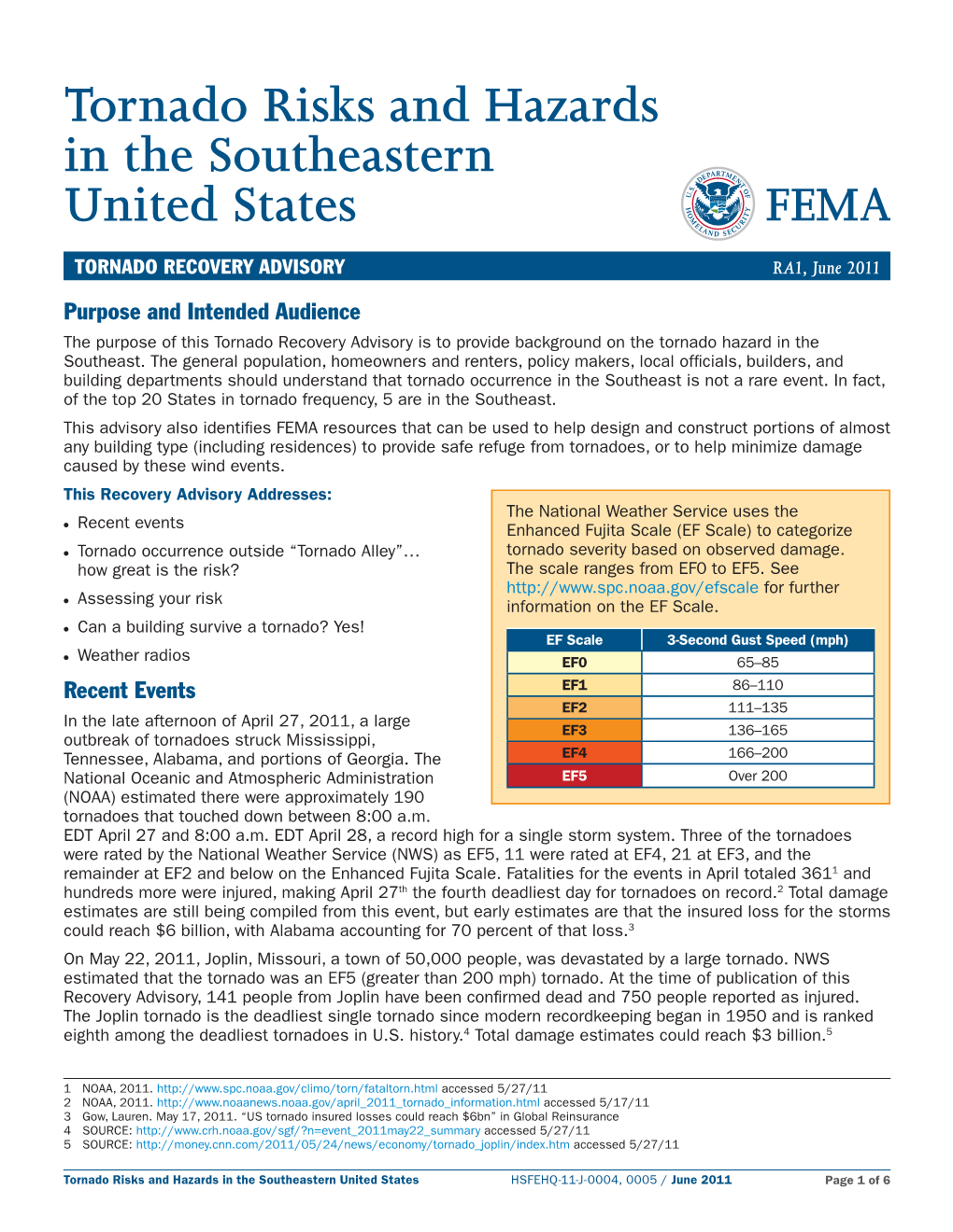 Tornado Risks and Hazards in the Southeastern United States