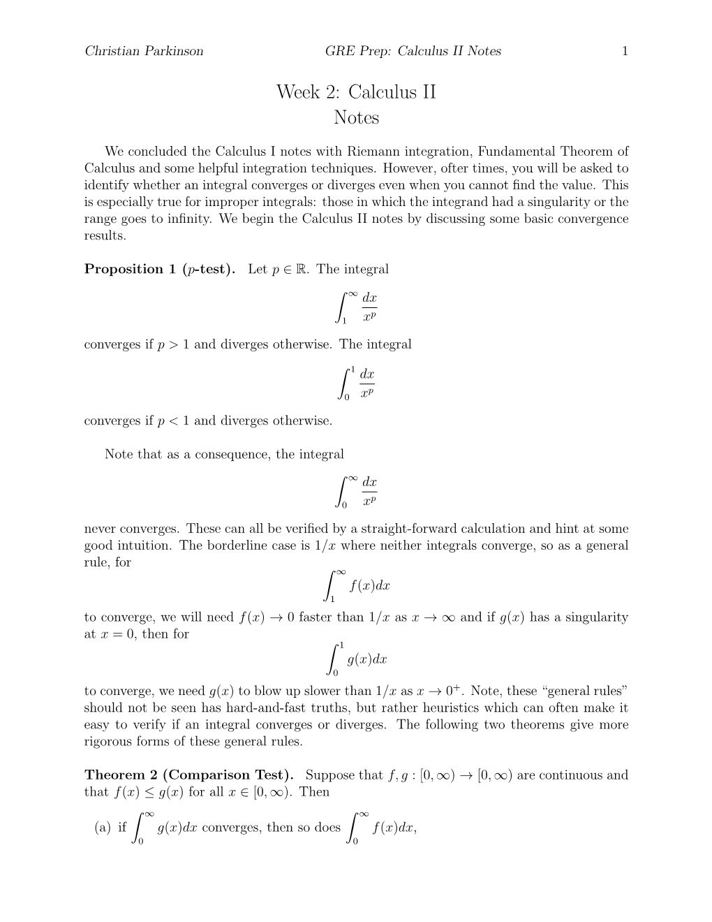 Week 2: Calculus II Notes