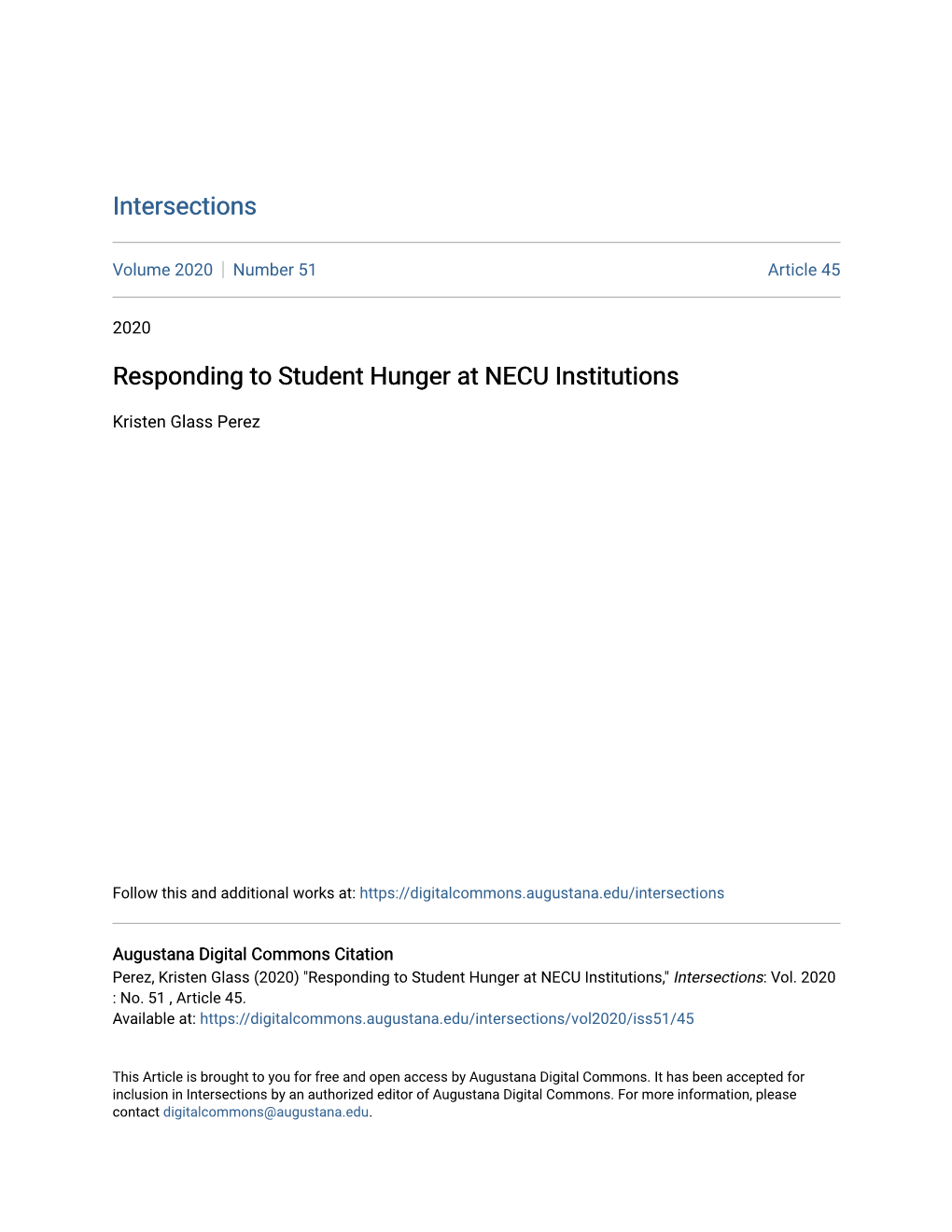 Responding to Student Hunger at NECU Institutions