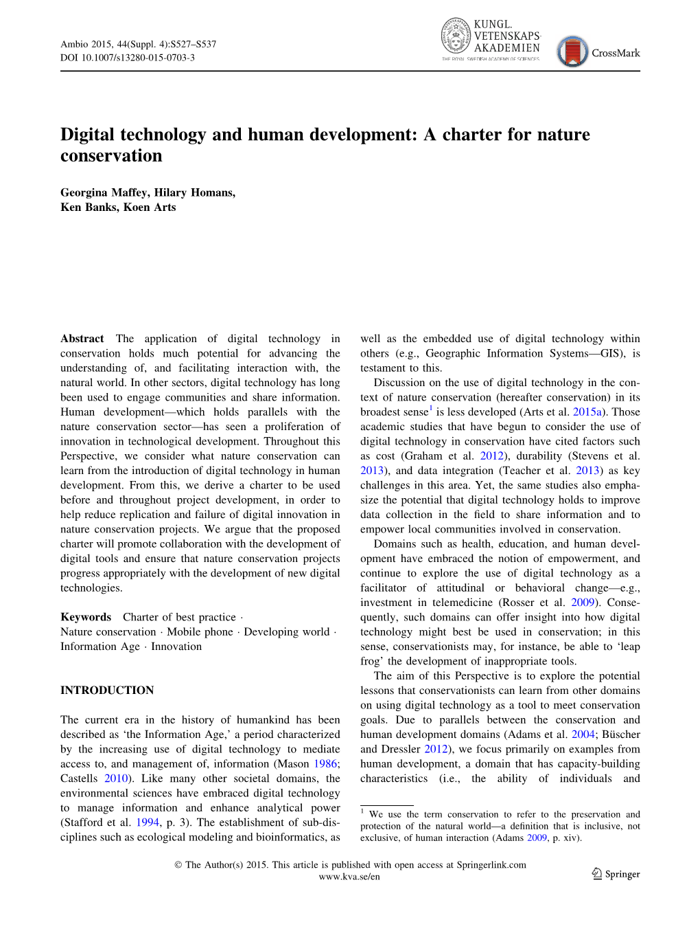 Digital Technology and Human Development: a Charter for Nature Conservation