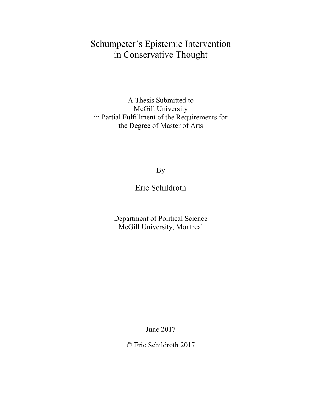 Schumpeter's Epistemic Intervention in Conservative Thought