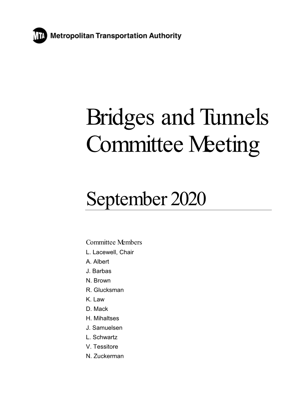 Bridges and Tunnels Committee Meeting