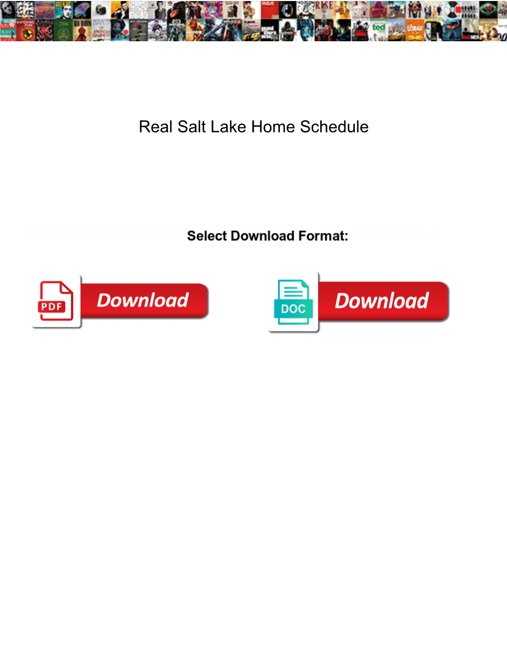 Real Salt Lake Home Schedule