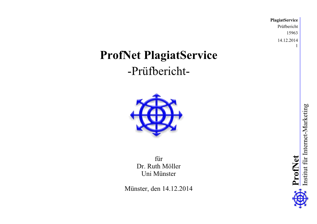 Profnet Plagiatservice -Prüfbericht