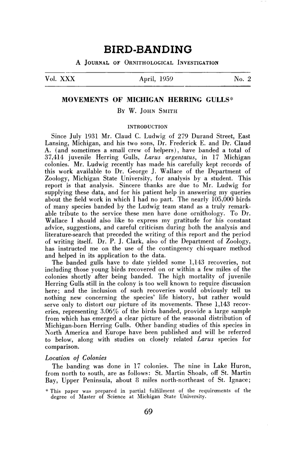 Movements of Michigan Herring Gulls*