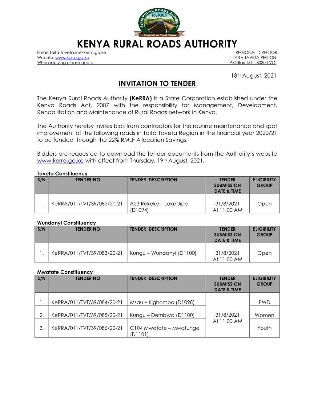 Tender Notice