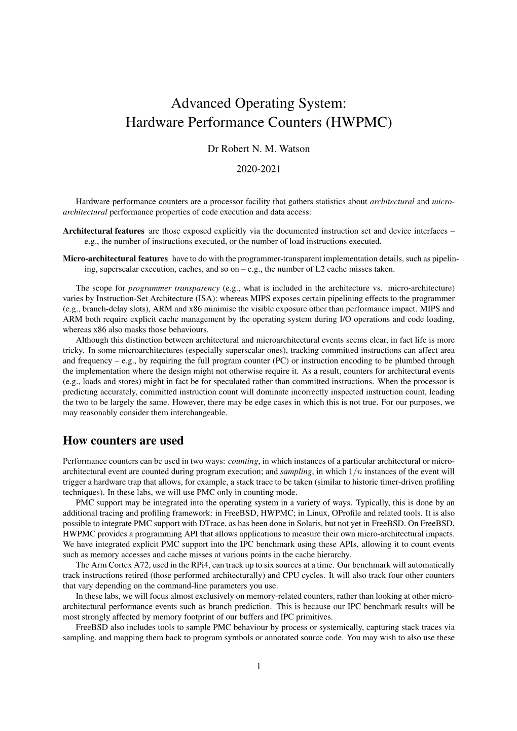 Hardware Performance Counters (HWPMC)