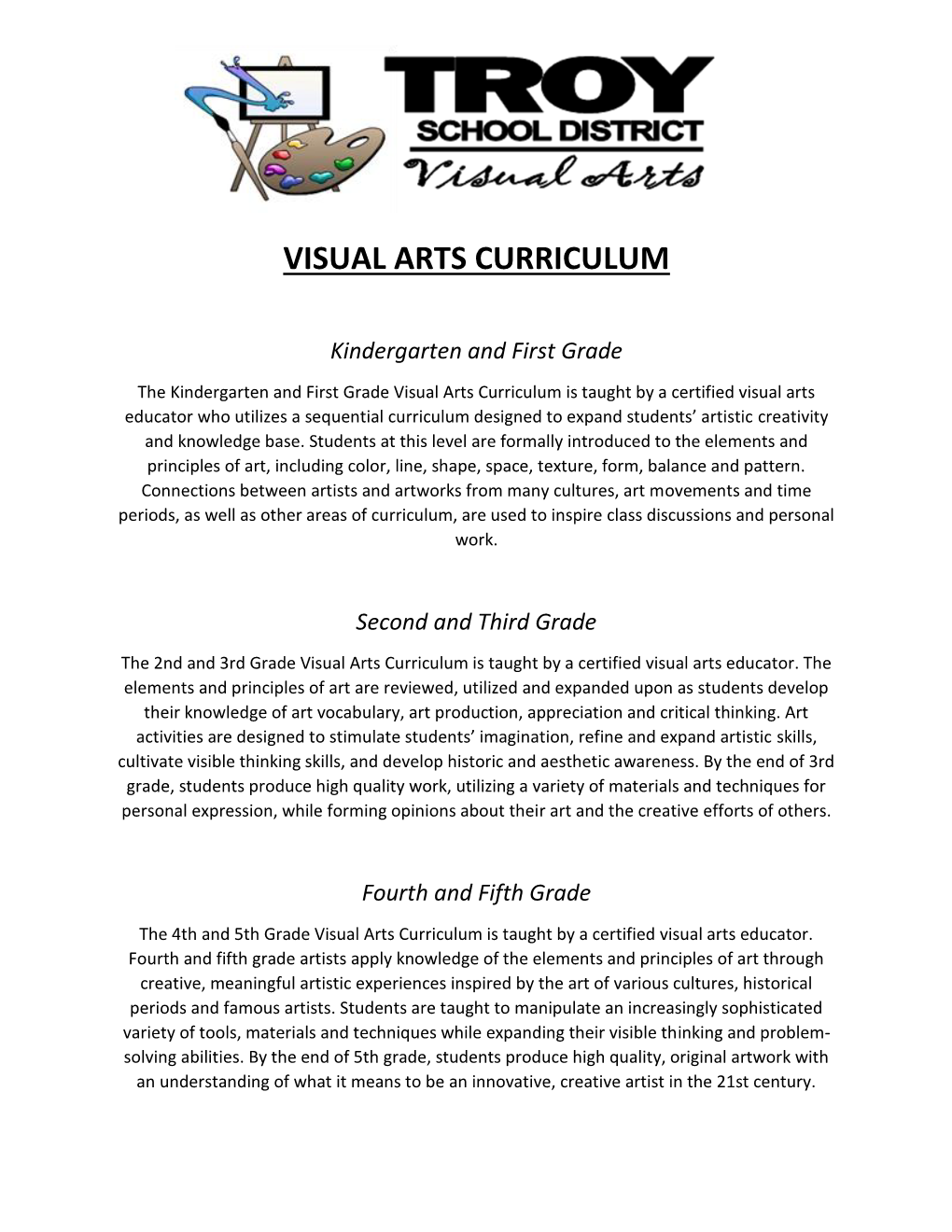 Visual Arts Curriculum