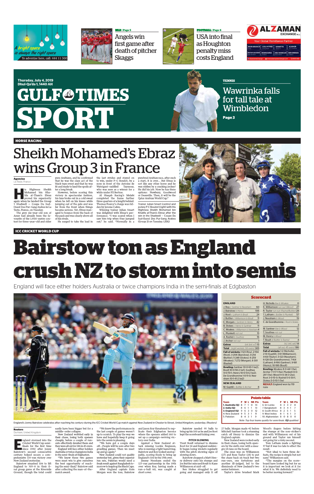Bairstow Ton As England Crush NZ to Storm Into Semis England Will Face Either Holders Australia Or Twice Champions India in the Semi-Finals at Edgbaston