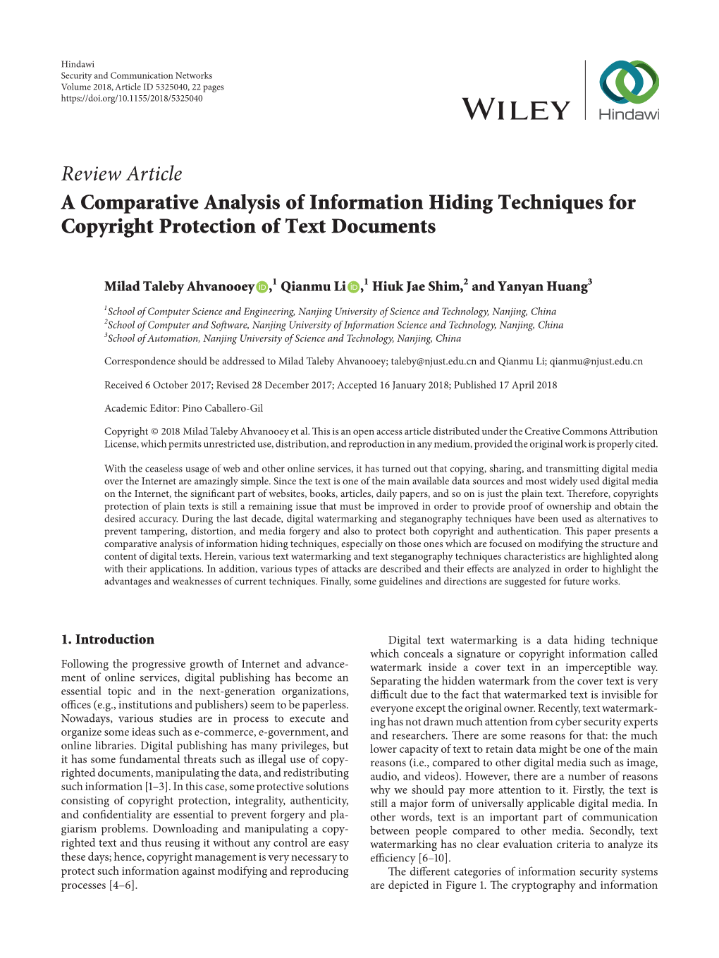 A Comparative Analysis of Information Hiding Techniques for Copyright Protection of Text Documents