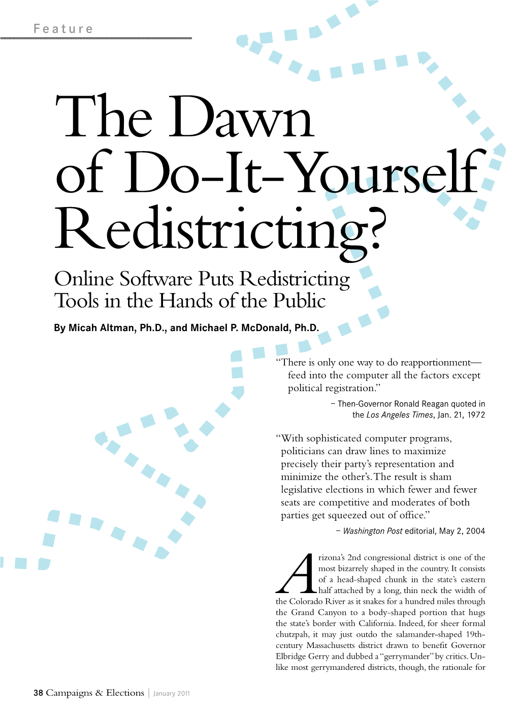 Online Software Puts Redistricting Tools in the Hands of the Public by Micah Altman, Ph.D., and Michael P