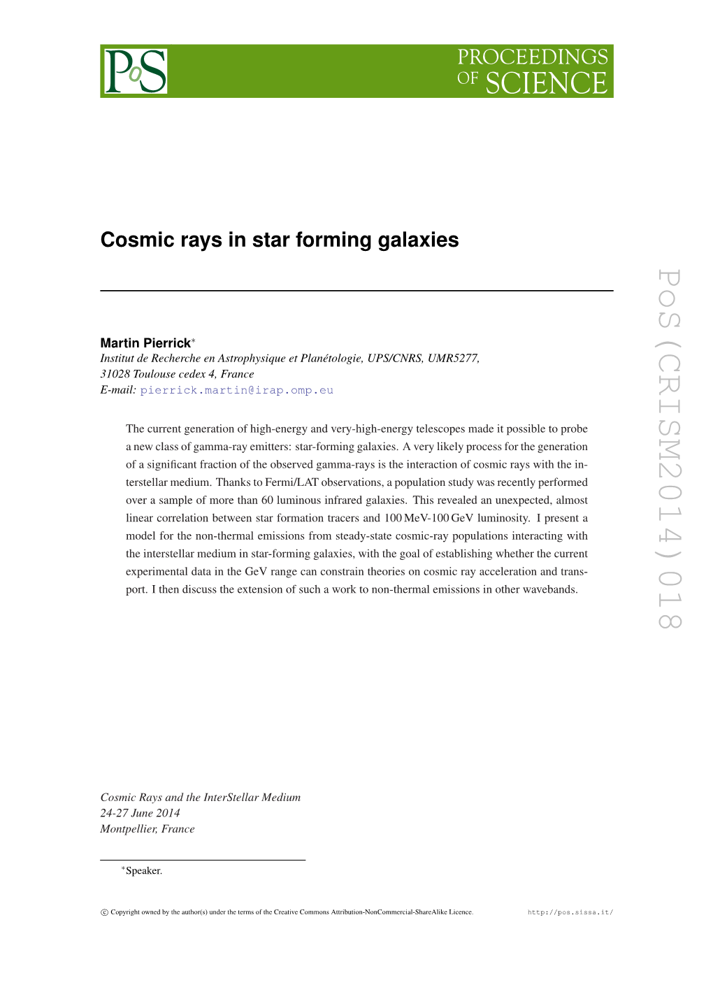 Cosmic Rays in Star Forming Galaxies