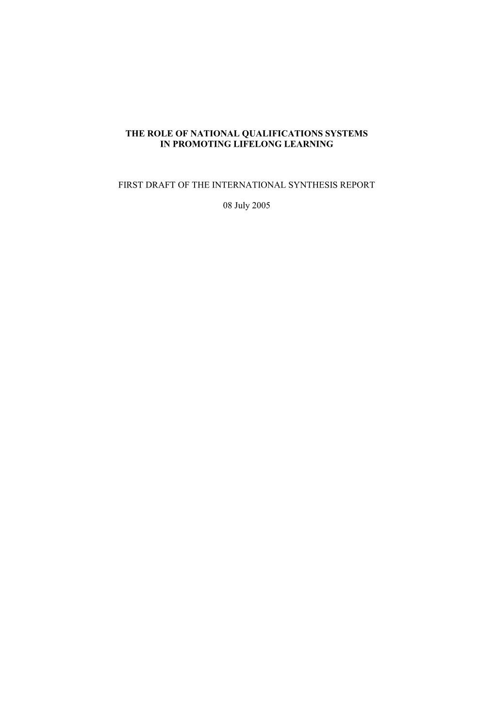 The Role of National Qualifications Systems in Promoting Lifelong Learning