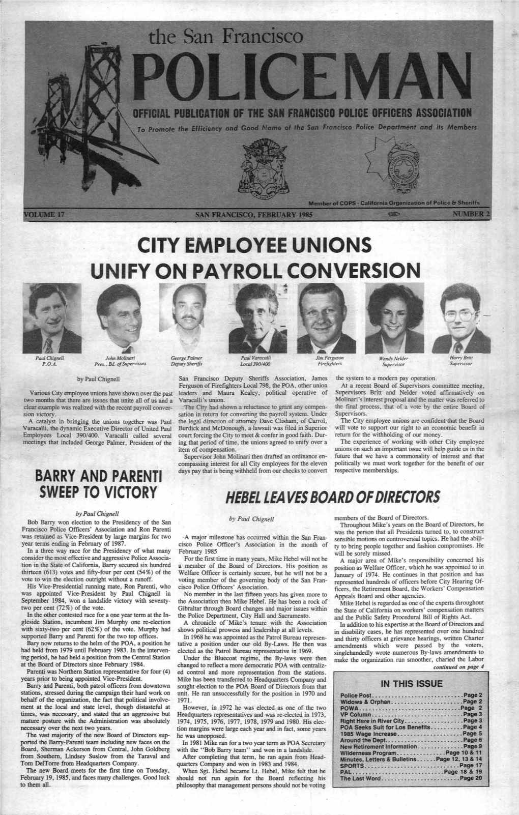 February 1985 Number 2 City Employee Unions Unify on Payroll Conversion