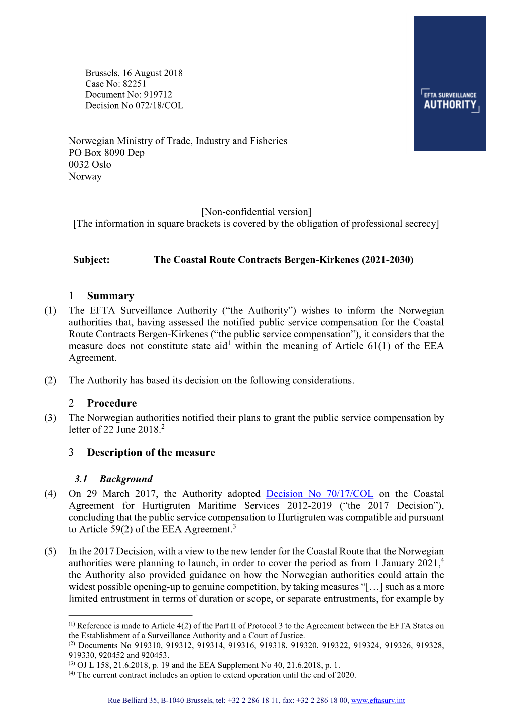 Summary Procedure Description of the Measure