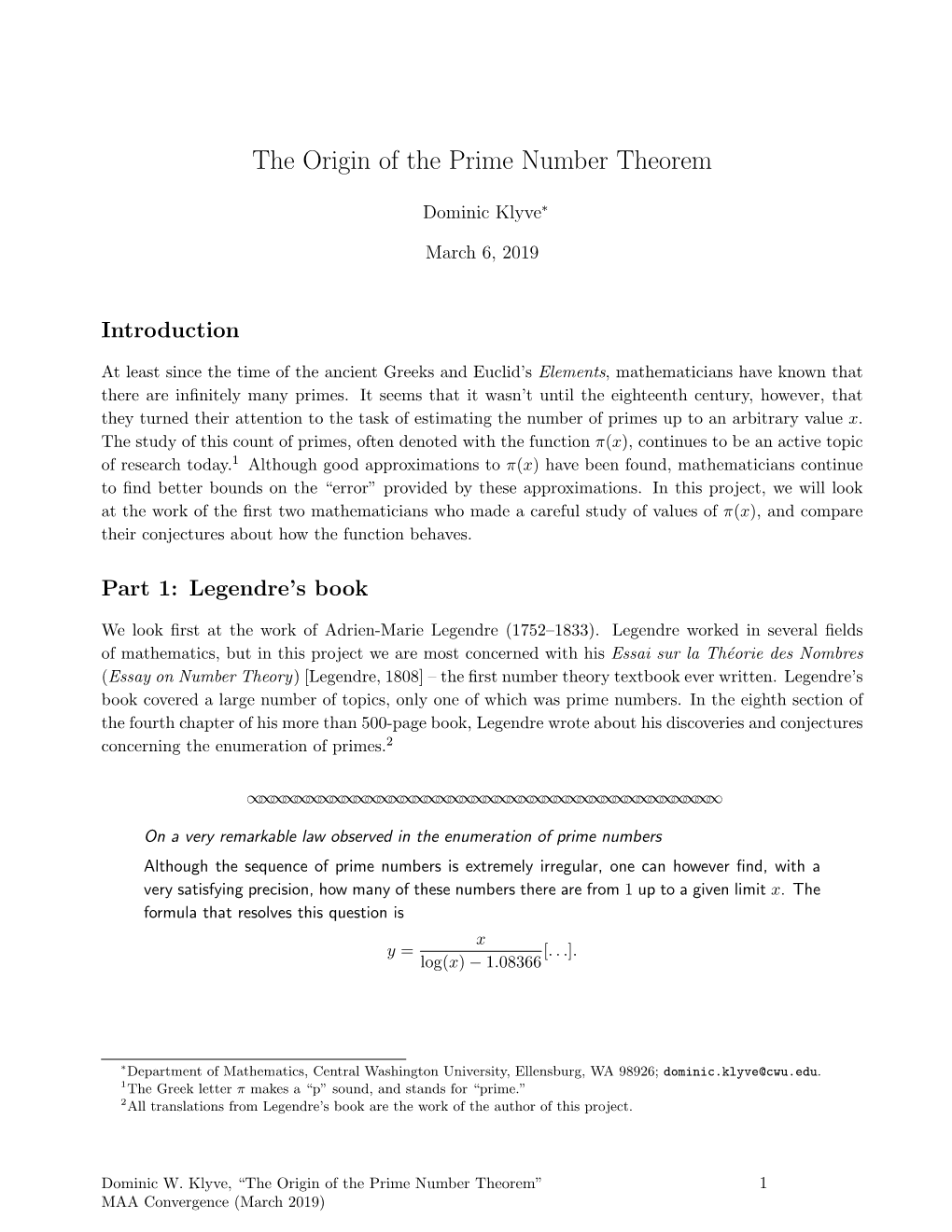 The Origin of the Prime Number Theorem