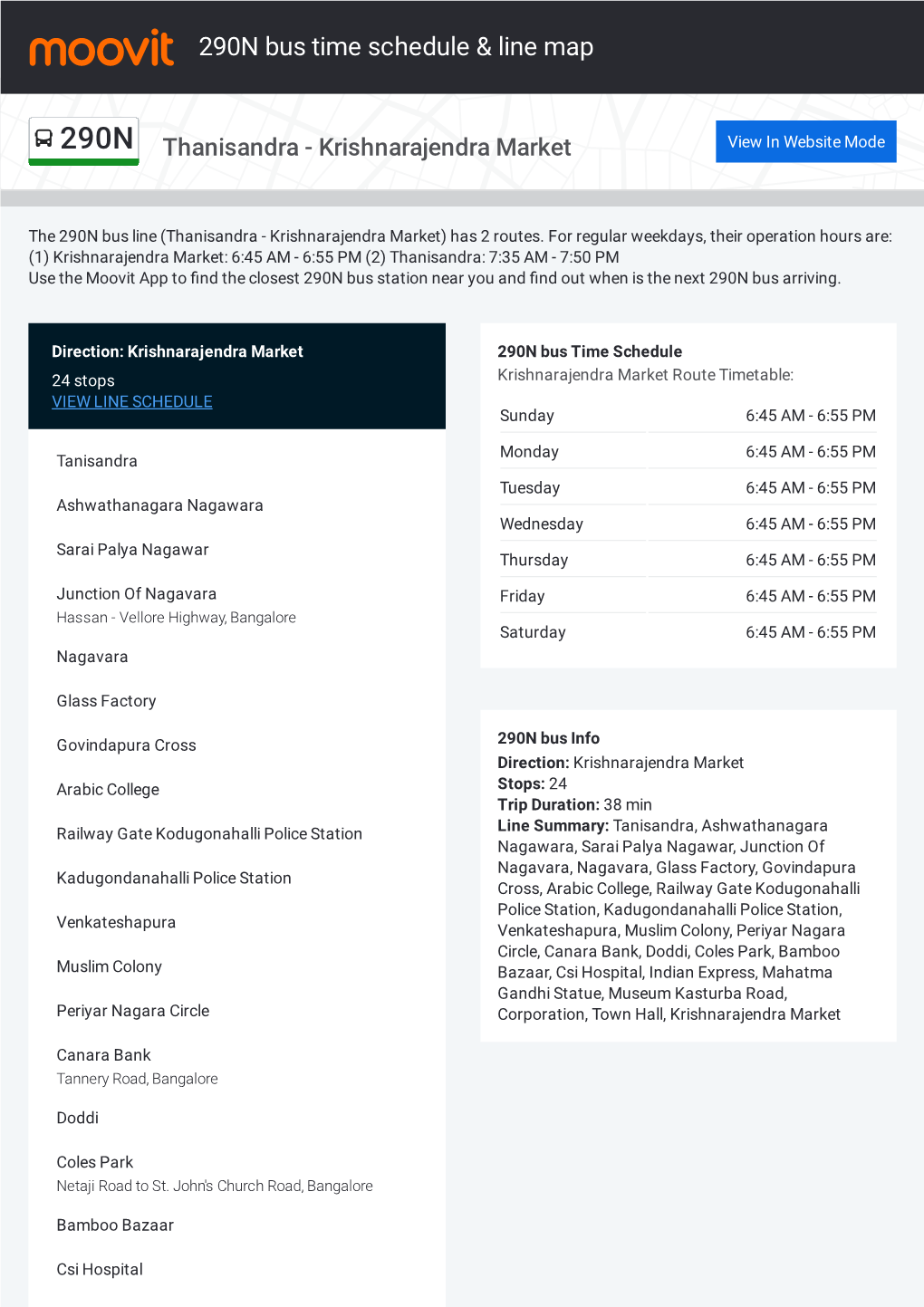 290N Bus Time Schedule & Line Route