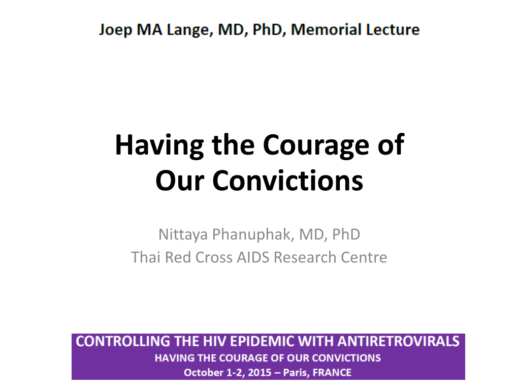 Joep MA Lange, MD, Phd, Memorial Lecture